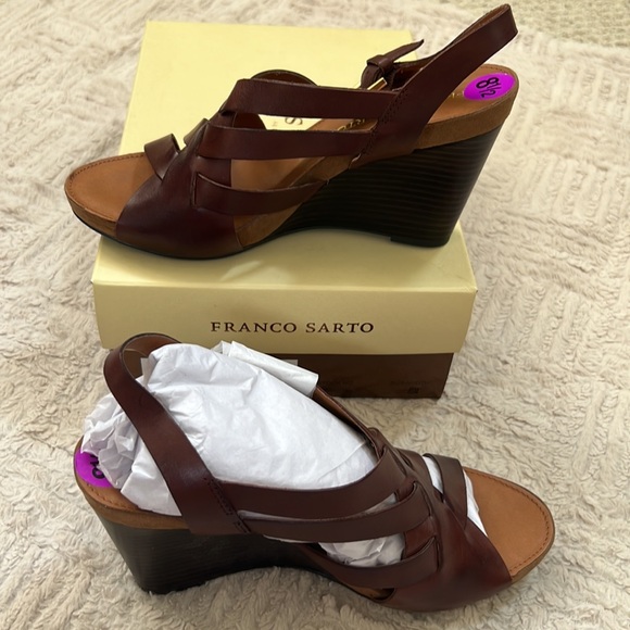 Franco Sarto brown leather wedge style Hanako Size 8.5, New - Picture 8 of 16